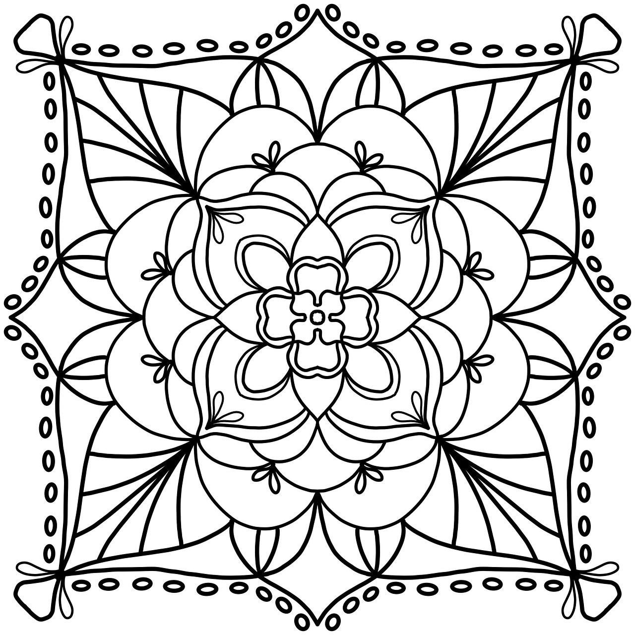 Kleurrijke mandala aan muur, moderne woonkamer.